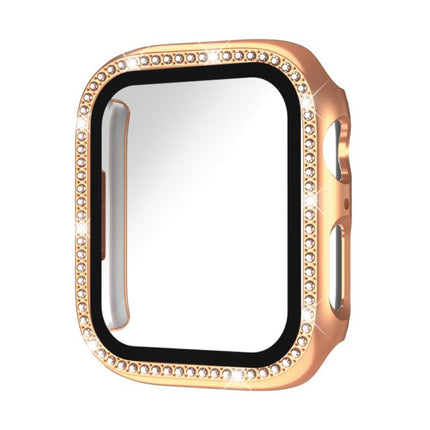 xDfind Single Row Diamond Tempered Glass Film Integrated PC Watch Case, For Apple Watch Series 3 / 2 / 1 42mm