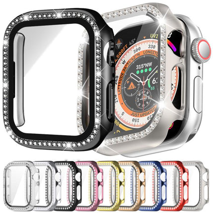xDfind Single Row Diamond Tempered Glass Film Integrated PC Watch Case, For Apple Watch Series 3 / 2 / 1 42mm