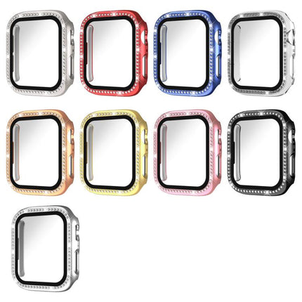 xDfind Single Row Diamond Tempered Glass Film Integrated PC Watch Case, For Apple Watch Series 3 / 2 / 1 42mm