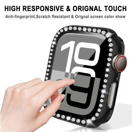 xDfind Single Row Diamond Tempered Glass Film Integrated PC Watch Case, For Apple Watch Series 3 / 2 / 1 42mm