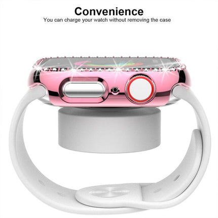 xDfind Single Row Diamond Tempered Glass Film Integrated PC Watch Case, For Apple Watch Series 44mm, For Apple Watch Series 40mm