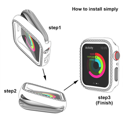 xDfind Single Row Diamond Tempered Glass Film Integrated PC Watch Case, For Apple Watch Ultra 3 / 2 / 1 49mm, For Apple Watch Series 9 / 8 / 7 45mm