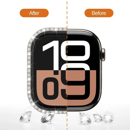 xDfind Single Row Diamond Tempered Glass Film Integrated PC Watch Case, For Apple Watch Series 3 / 2 / 1 42mm