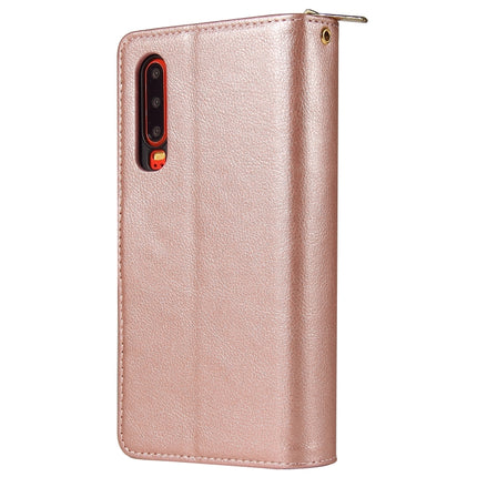 Zipper Wallet Bag Horizontal Flip PU Leather Case with Holder & 9 Card Slots & Wallet & Lanyard & Photo Frame, For Huawei P30, For Huawei P30 Lite, For Huawei P30 Pro, For Huawei P40