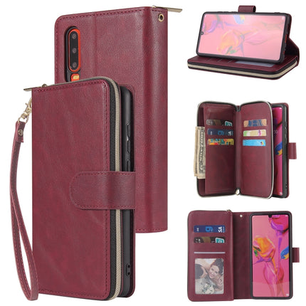 Zipper Wallet Bag Horizontal Flip PU Leather Case with Holder & 9 Card Slots & Wallet & Lanyard & Photo Frame, For Huawei P30, For Huawei P30 Lite, For Huawei P30 Pro, For Huawei P40