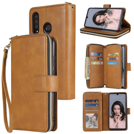 Zipper Wallet Bag Horizontal Flip PU Leather Case with Holder & 9 Card Slots & Wallet & Lanyard & Photo Frame, For Huawei P30, For Huawei P30 Lite, For Huawei P30 Pro, For Huawei P40