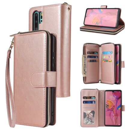 Zipper Wallet Bag Horizontal Flip PU Leather Case with Holder & 9 Card Slots & Wallet & Lanyard & Photo Frame, For Huawei P30, For Huawei P30 Lite, For Huawei P30 Pro, For Huawei P40