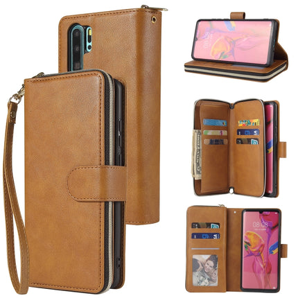 Zipper Wallet Bag Horizontal Flip PU Leather Case with Holder & 9 Card Slots & Wallet & Lanyard & Photo Frame, For Huawei P30, For Huawei P30 Lite, For Huawei P30 Pro, For Huawei P40