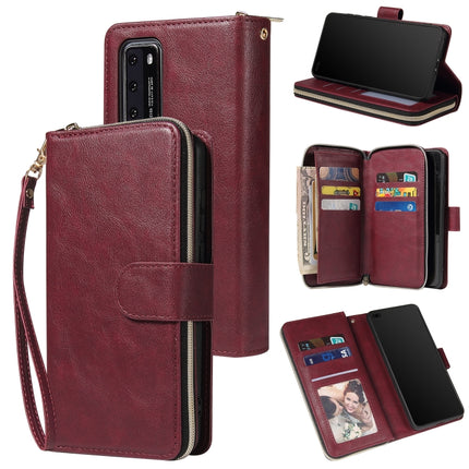 Zipper Wallet Bag Horizontal Flip PU Leather Case with Holder & 9 Card Slots & Wallet & Lanyard & Photo Frame, For Huawei P30, For Huawei P30 Lite, For Huawei P30 Pro, For Huawei P40