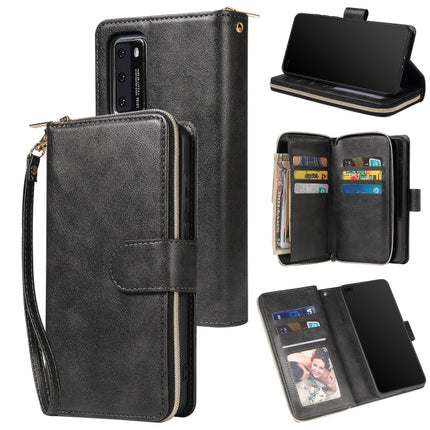 Zipper Wallet Bag Horizontal Flip PU Leather Case with Holder & 9 Card Slots & Wallet & Lanyard & Photo Frame, For Huawei P30, For Huawei P30 Lite, For Huawei P30 Pro, For Huawei P40