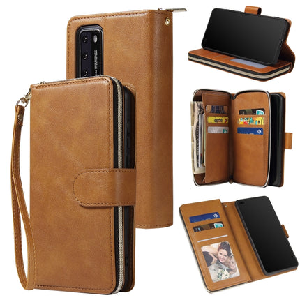 Zipper Wallet Bag Horizontal Flip PU Leather Case with Holder & 9 Card Slots & Wallet & Lanyard & Photo Frame, For Huawei P30, For Huawei P30 Lite, For Huawei P30 Pro, For Huawei P40