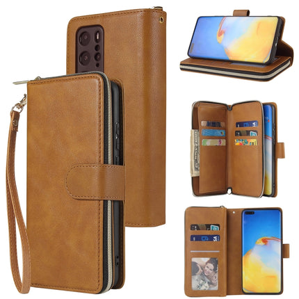 Zipper Wallet Bag Horizontal Flip PU Leather Case with Holder & 9 Card Slots & Wallet & Lanyard & Photo Frame, For Huawei P40 Lite, For Huawei P40 Pro, For Huawei P40 Pro+, For Huawei P40 Lite E