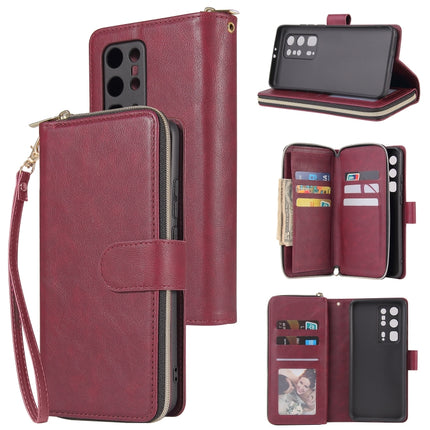 Zipper Wallet Bag Horizontal Flip PU Leather Case with Holder & 9 Card Slots & Wallet & Lanyard & Photo Frame, For Huawei P40 Lite, For Huawei P40 Pro, For Huawei P40 Pro+, For Huawei P40 Lite E