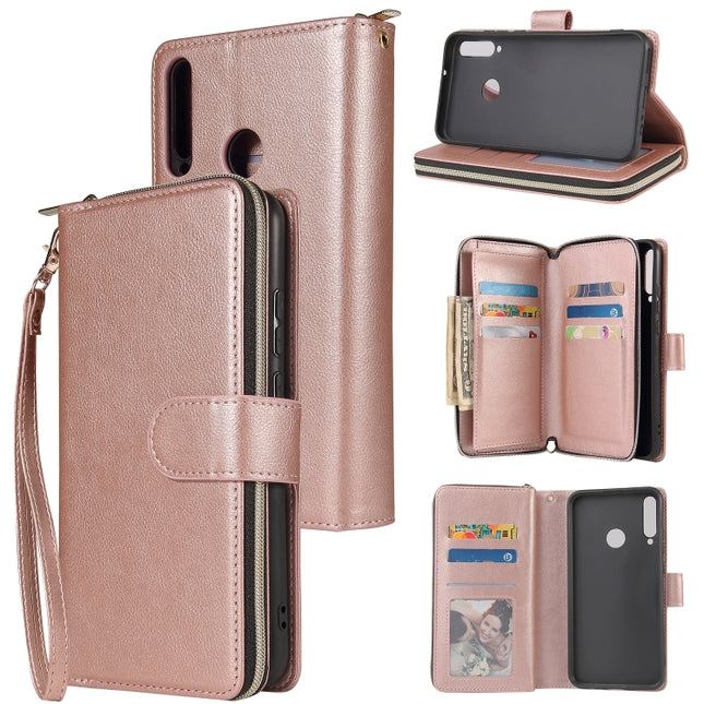 Zipper Wallet Bag Horizontal Flip PU Leather Case with Holder & 9 Card Slots & Wallet & Lanyard & Photo Frame, For Huawei P40 Lite, For Huawei P40 Pro, For Huawei P40 Pro+, For Huawei P40 Lite E