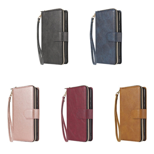 Zipper Wallet Bag Horizontal Flip PU Leather Case with Holder & 9 Card Slots & Wallet & Lanyard & Photo Frame, For iPhone 11, For iPhone 11 Pro, For iPhone 11 Pro Max, For iPhone SE 2022 / SE 2020 / 8 / 7, For iPhone 12 mini, For iPhone 12 / 12 Pro