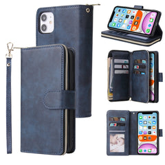 Zipper Wallet Bag Horizontal Flip PU Leather Case with Holder & 9 Card Slots & Wallet & Lanyard & Photo Frame, For iPhone 11, For iPhone 11 Pro, For iPhone 11 Pro Max, For iPhone SE 2022 / SE 2020 / 8 / 7, For iPhone 12 mini, For iPhone 12 / 12 Pro