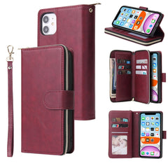 Zipper Wallet Bag Horizontal Flip PU Leather Case with Holder & 9 Card Slots & Wallet & Lanyard & Photo Frame, For iPhone 11, For iPhone 11 Pro, For iPhone 11 Pro Max, For iPhone SE 2022 / SE 2020 / 8 / 7, For iPhone 12 mini, For iPhone 12 / 12 Pro