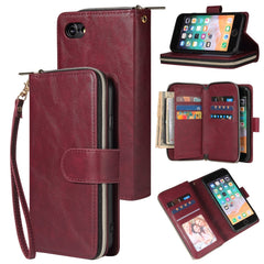 Zipper Wallet Bag Horizontal Flip PU Leather Case with Holder & 9 Card Slots & Wallet & Lanyard & Photo Frame, For iPhone 11, For iPhone 11 Pro, For iPhone 11 Pro Max, For iPhone SE 2022 / SE 2020 / 8 / 7, For iPhone 12 mini, For iPhone 12 / 12 Pro