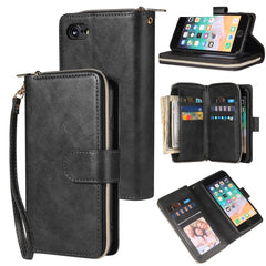 Zipper Wallet Bag Horizontal Flip PU Leather Case with Holder & 9 Card Slots & Wallet & Lanyard & Photo Frame, For iPhone 11, For iPhone 11 Pro, For iPhone 11 Pro Max, For iPhone SE 2022 / SE 2020 / 8 / 7, For iPhone 12 mini, For iPhone 12 / 12 Pro