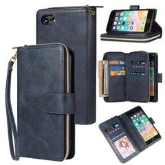 Zipper Wallet Bag Horizontal Flip PU Leather Case with Holder & 9 Card Slots & Wallet & Lanyard & Photo Frame, For iPhone 11, For iPhone 11 Pro, For iPhone 11 Pro Max, For iPhone SE 2022 / SE 2020 / 8 / 7, For iPhone 12 mini, For iPhone 12 / 12 Pro