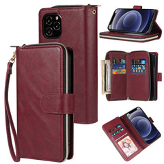 Zipper Wallet Bag Horizontal Flip PU Leather Case with Holder & 9 Card Slots & Wallet & Lanyard & Photo Frame, For iPhone 11, For iPhone 11 Pro, For iPhone 11 Pro Max, For iPhone SE 2022 / SE 2020 / 8 / 7, For iPhone 12 mini, For iPhone 12 / 12 Pro