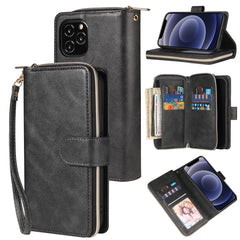 Zipper Wallet Bag Horizontal Flip PU Leather Case with Holder & 9 Card Slots & Wallet & Lanyard & Photo Frame, For iPhone 11, For iPhone 11 Pro, For iPhone 11 Pro Max, For iPhone SE 2022 / SE 2020 / 8 / 7, For iPhone 12 mini, For iPhone 12 / 12 Pro