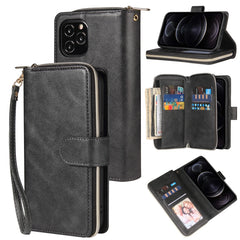 Zipper Wallet Bag Horizontal Flip PU Leather Case with Holder & 9 Card Slots & Wallet & Lanyard & Photo Frame, For iPhone 11, For iPhone 11 Pro, For iPhone 11 Pro Max, For iPhone SE 2022 / SE 2020 / 8 / 7, For iPhone 12 mini, For iPhone 12 / 12 Pro