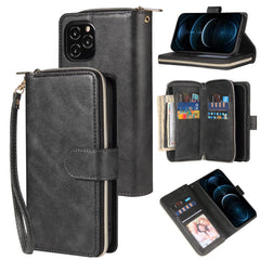 Zipper Wallet Bag Horizontal Flip PU Leather Case with Holder & 9 Card Slots & Wallet & Lanyard & Photo Frame, For iPhone 12 Pro Max, For iPhone X / XS, For iPhone XR, For iPhone XS Max