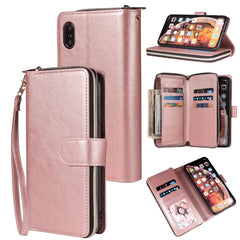 Zipper Wallet Bag Horizontal Flip PU Leather Case with Holder & 9 Card Slots & Wallet & Lanyard & Photo Frame, For iPhone 12 Pro Max, For iPhone X / XS, For iPhone XR, For iPhone XS Max