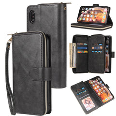 Zipper Wallet Bag Horizontal Flip PU Leather Case with Holder & 9 Card Slots & Wallet & Lanyard & Photo Frame, For iPhone 12 Pro Max, For iPhone X / XS, For iPhone XR, For iPhone XS Max