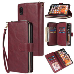 Zipper Wallet Bag Horizontal Flip PU Leather Case with Holder & 9 Card Slots & Wallet & Lanyard & Photo Frame, For iPhone 12 Pro Max, For iPhone X / XS, For iPhone XR, For iPhone XS Max