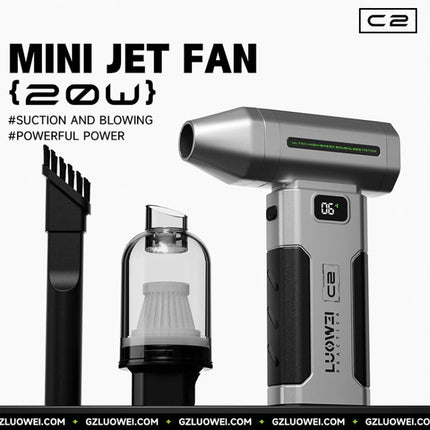 LUOWEI C2 Portable Rechargeable Ultra-High Hurricane Clean Dust Mini Jet Fan, LUOWEI C2