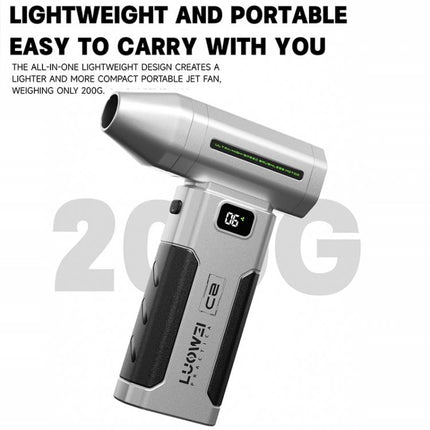 LUOWEI C2 Portable Rechargeable Ultra-High Hurricane Clean Dust Mini Jet Fan, LUOWEI C2