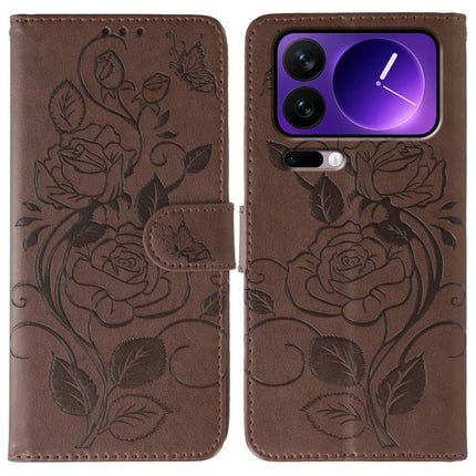 Rose Butterfly Embossed Leather Phone Case, For Xiaomi 17 Pro, For Xiaomi 17, For Xiaomi 15T Pro 5G, For Xiaomi 15T 5G