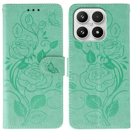 Rose Butterfly Embossed Leather Phone Case, For Xiaomi 17 Pro, For Xiaomi 17, For Xiaomi 15T Pro 5G, For Xiaomi 15T 5G