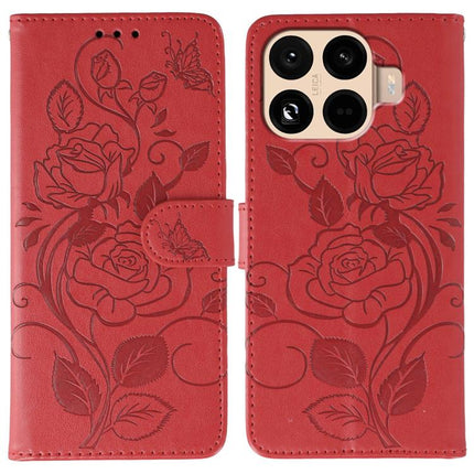 Rose Butterfly Embossed Leather Phone Case, For Xiaomi 17 Pro, For Xiaomi 17, For Xiaomi 15T Pro 5G, For Xiaomi 15T 5G
