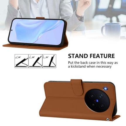 Skin Feel Solid Color Leather Phone Case with Lanyard, For vivo X300 Pro