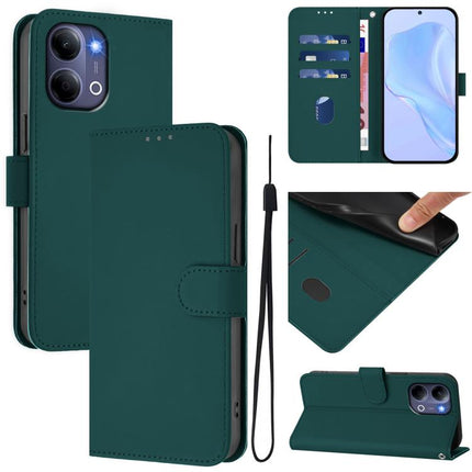 Skin Feel Solid Color Leather Phone Case with Lanyard, For vivo Y21 5G 2026 Global / Y05 4G