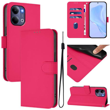 Skin Feel Solid Color Leather Phone Case with Lanyard, For vivo Y21 5G 2026 Global / Y05 4G