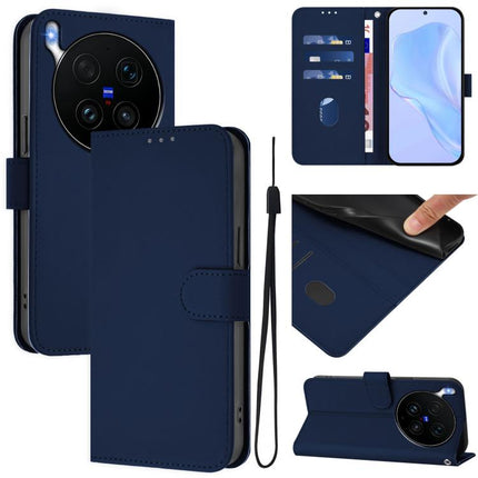Skin Feel Solid Color Leather Phone Case with Lanyard, For vivo X300 Ultra