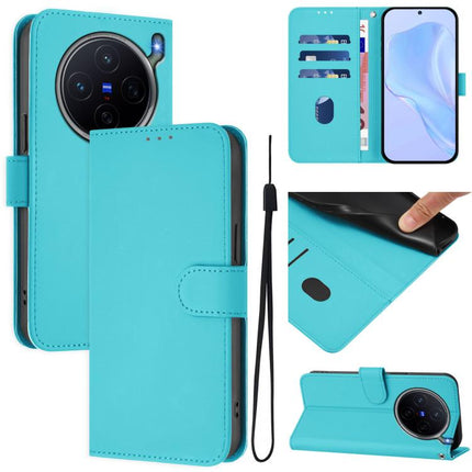 Skin Feel Solid Color Leather Phone Case with Lanyard, For vivo X300s