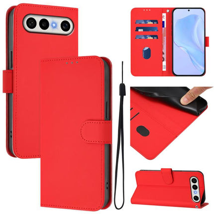 Skin Feel Solid Color Leather Phone Case with Lanyard, For vivo X300 FE 5G Zeiss/S50 Pro Mini 5G