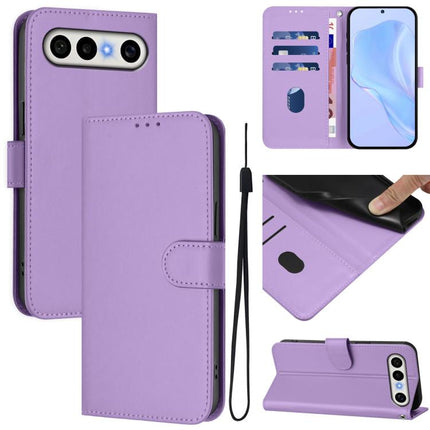 Skin Feel Solid Color Leather Phone Case with Lanyard, For vivo X300 FE 5G Zeiss/S50 Pro Mini 5G