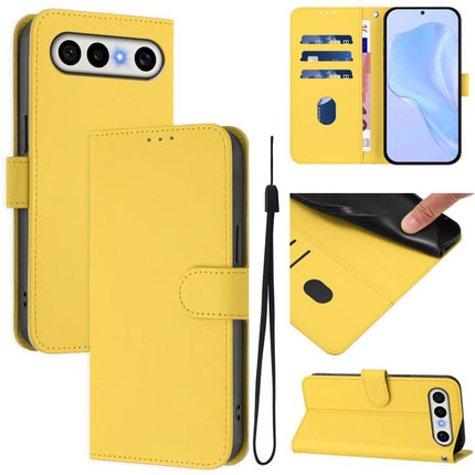 Skin Feel Solid Color Leather Phone Case with Lanyard, For vivo X300 FE 5G Zeiss/S50 Pro Mini 5G