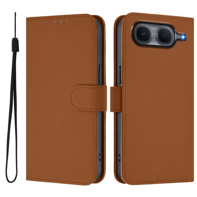 Skin Feel Solid Color Leather Phone Case with Lanyard, For vivo X300 FE 5G Zeiss/S50 Pro Mini 5G