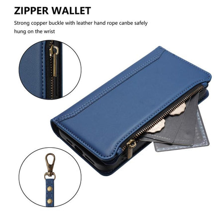 Magnetic Closure 9 Card Slots Zipper Leather Case with Hand Strap, For Honor Magic8 Pro, For Honor Magic8