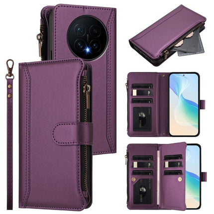 Magnetic Closure 9 Card Slots Zipper Leather Case with Hand Strap, For Honor Magic8 Pro, For Honor Magic8