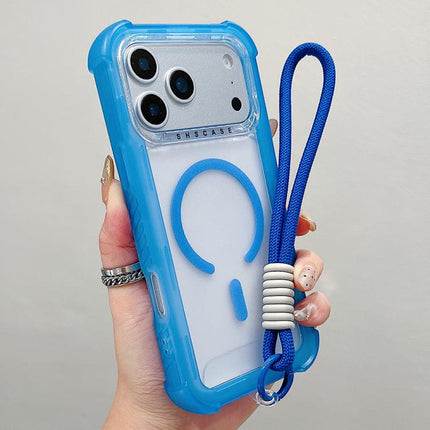 Transparent Matte TPU Hybrid PC 3-in-1 MagSafe Phone Case with Wrist Strap, For iPhone 17 Pro Max, For iPhone 17 Pro, For iPhone 17, For iPhone Air