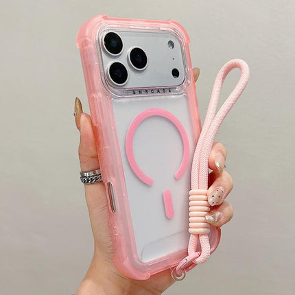 Transparent Matte TPU Hybrid PC 3-in-1 MagSafe Phone Case with Wrist Strap, For iPhone 17 Pro Max, For iPhone 17 Pro, For iPhone 17, For iPhone Air