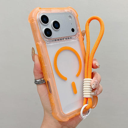 Transparent Matte TPU Hybrid PC 3-in-1 MagSafe Phone Case with Wrist Strap, For iPhone 17 Pro Max, For iPhone 17 Pro, For iPhone 17, For iPhone Air